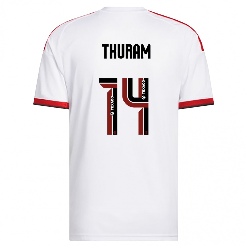 נשים כדורגל Daniel Thuram #14 לבן אדום שחור הרחק ג'רזי 2026/27