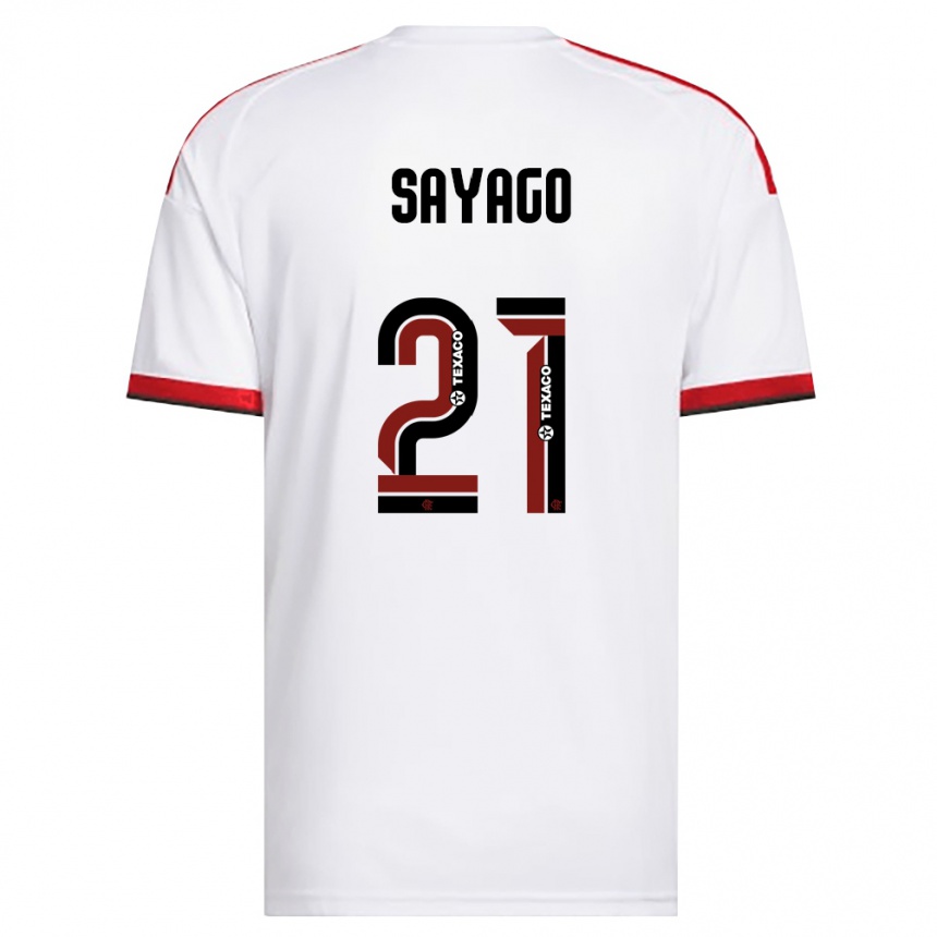 נשים כדורגל Juan Sayago #21 לבן אדום שחור הרחק ג'רזי 2026/27
