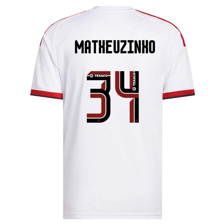נשים כדורגל Matheuzinho #34 לבן אדום שחור הרחק ג'רזי 2026/27 נשים כדורגל Matheuzinho #34 לבן אדום שחור הרחק ג'רזי 2026/27
