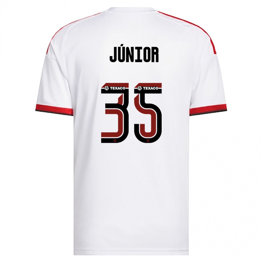 נשים כדורגל Kaylaine Júnior #35 לבן אדום שחור הרחק ג'רזי 2026/27