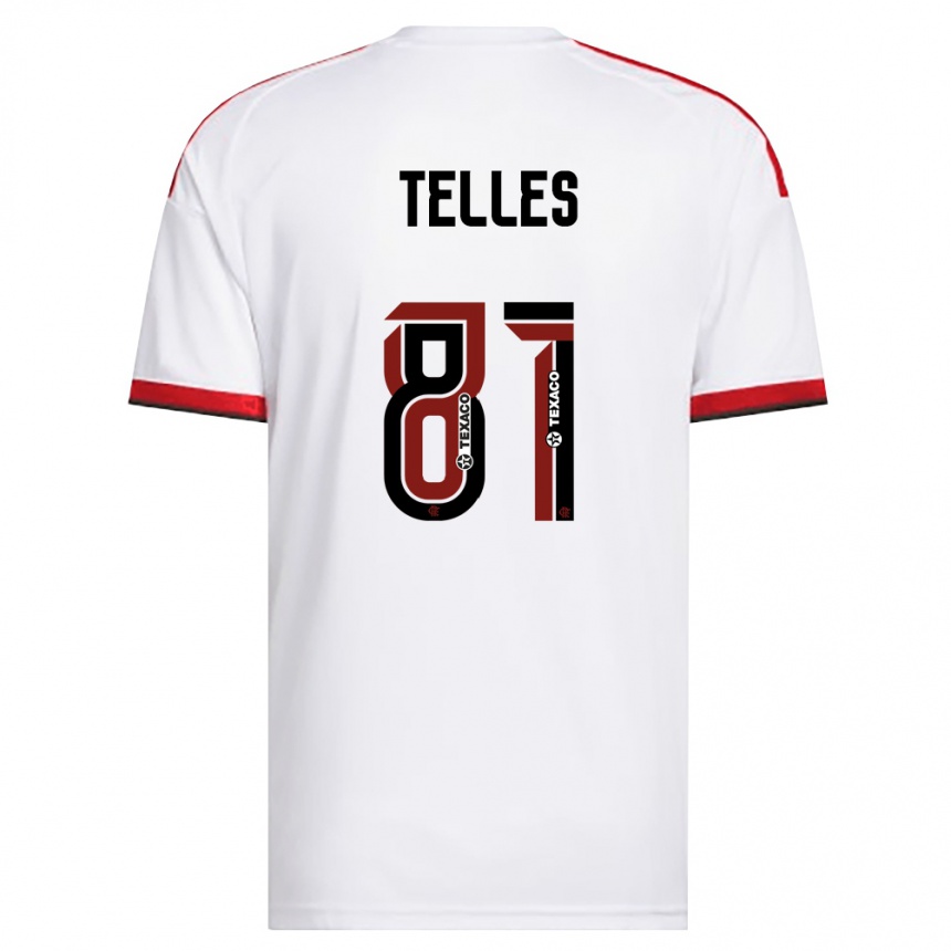 נשים כדורגל Douglas Telles #81 לבן אדום שחור הרחק ג'רזי 2026/27