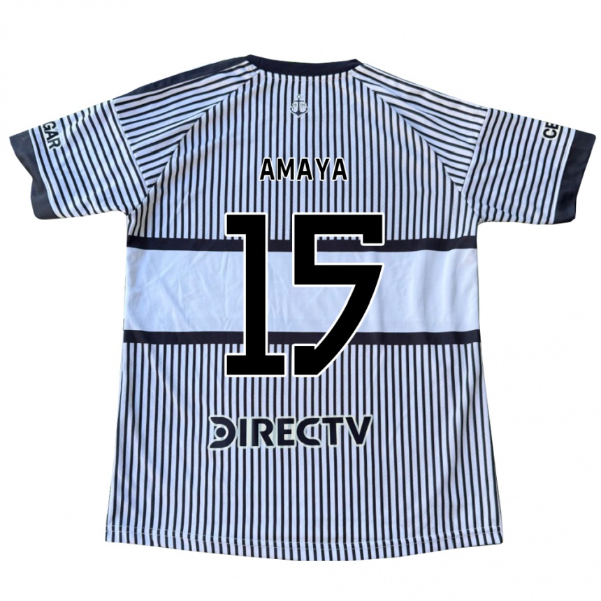 נשים כדורגל Facundo Amaya #15 לבן שחור צהוב הרחק ג'רזי 2026/27