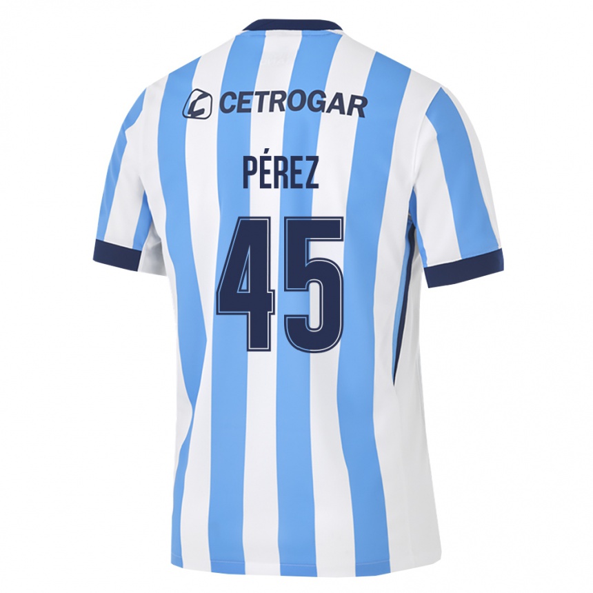 ילדים כדורגל Ezequiel Pérez #45 כחול בהיר לבן שחור ג'רזי ביתית 2026/27