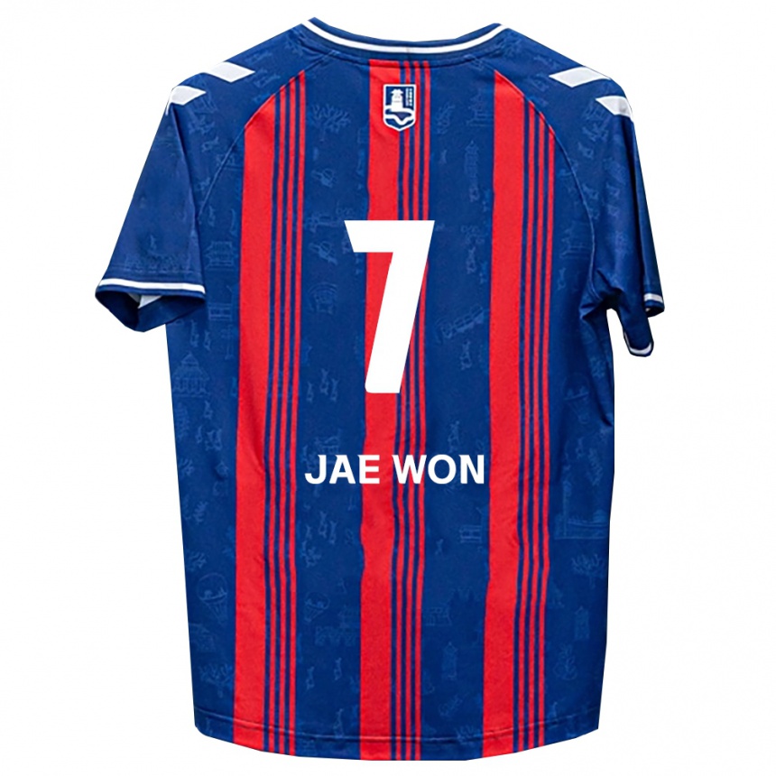 ילדים כדורגל Jae-Won Lee #7 כחול אדום לבן ג'רזי ביתית 2026/27