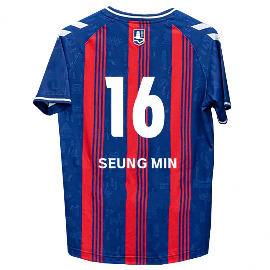 ילדים כדורגל Seung-Min Hwang #16 כחול אדום לבן ג'רזי ביתית 2026/27
