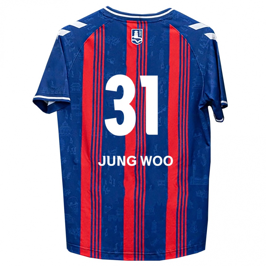 ילדים כדורגל Jung-Woo Moon #31 כחול אדום לבן ג'רזי ביתית 2026/27