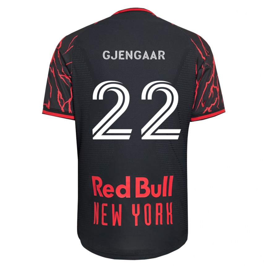 ילדים כדורגל Dennis Gjengaar #22 אדום שחור לבן ג'רזי ביתית 2026/27