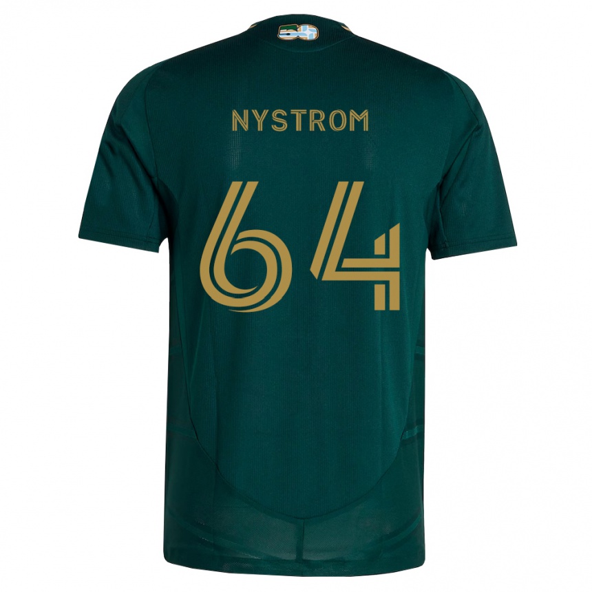 ילדים כדורגל August Nystrom #64 ירוק כהה חום ג'רזי ביתית 2026/27