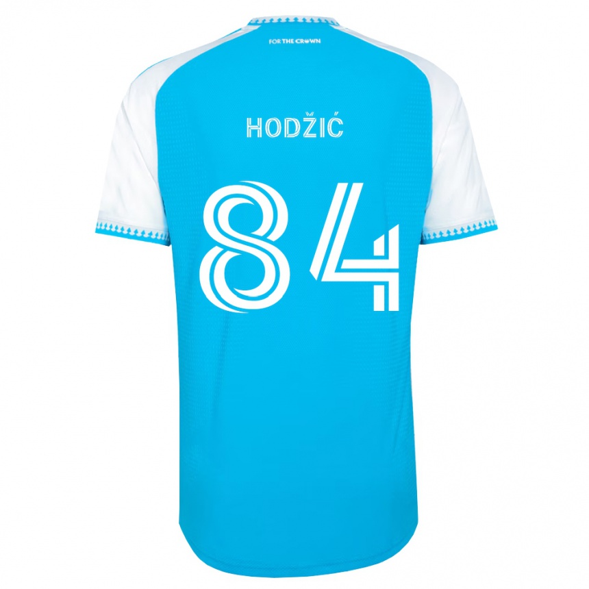 ילדים כדורגל Amil Hodžić #84 כחול שמיים לבן שחור ג'רזי ביתית 2026/27