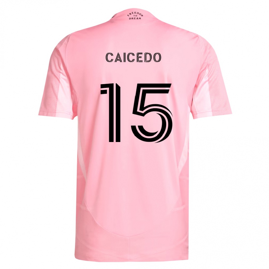 ילדים כדורגל Fricio Caicedo #15 ורוד שחור ג'רזי ביתית 2026/27