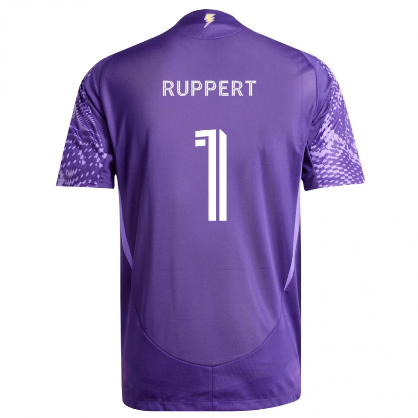 ילדים כדורגל Ethan Ruppert #1 סגול לבן ג'רזי ביתית 2026/27