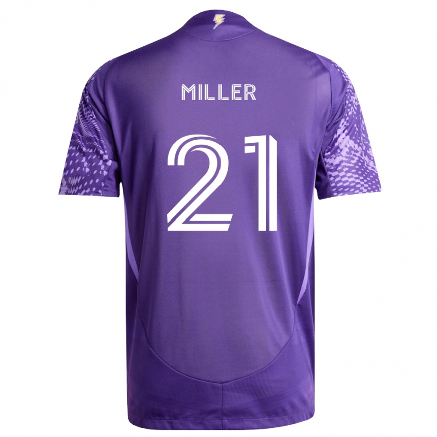 ילדים כדורגל Nolan Miller #21 סגול לבן ג'רזי ביתית 2026/27