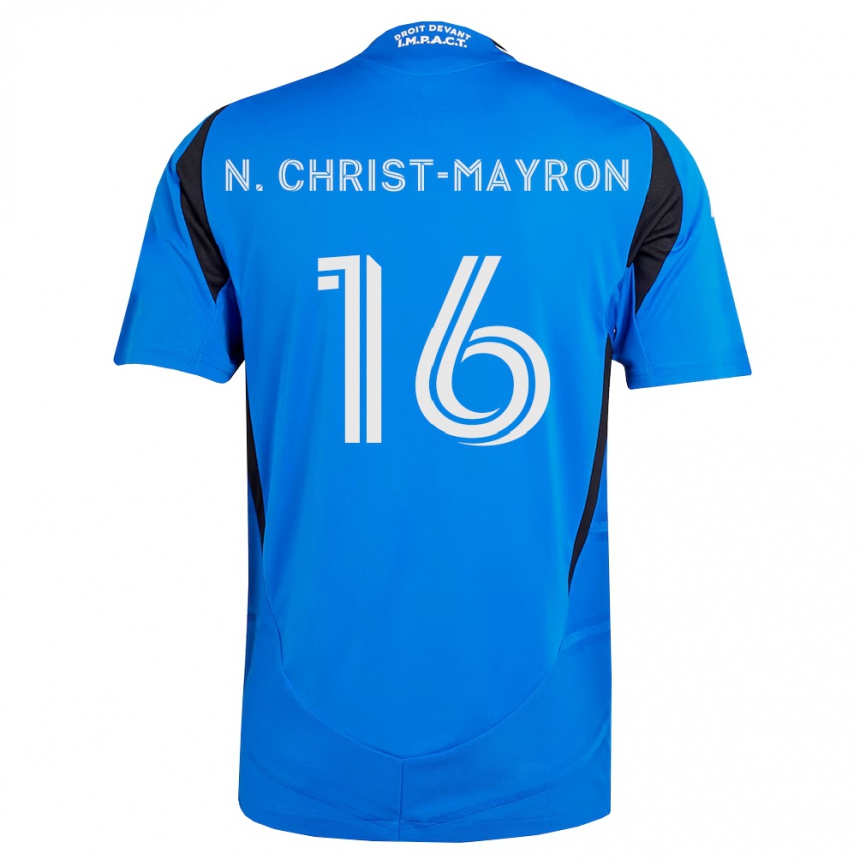 ילדים כדורגל Brou Aya N\'Ta Christ-Mayron #16 כחול לבן שחור ג'רזי ביתית 2026/27