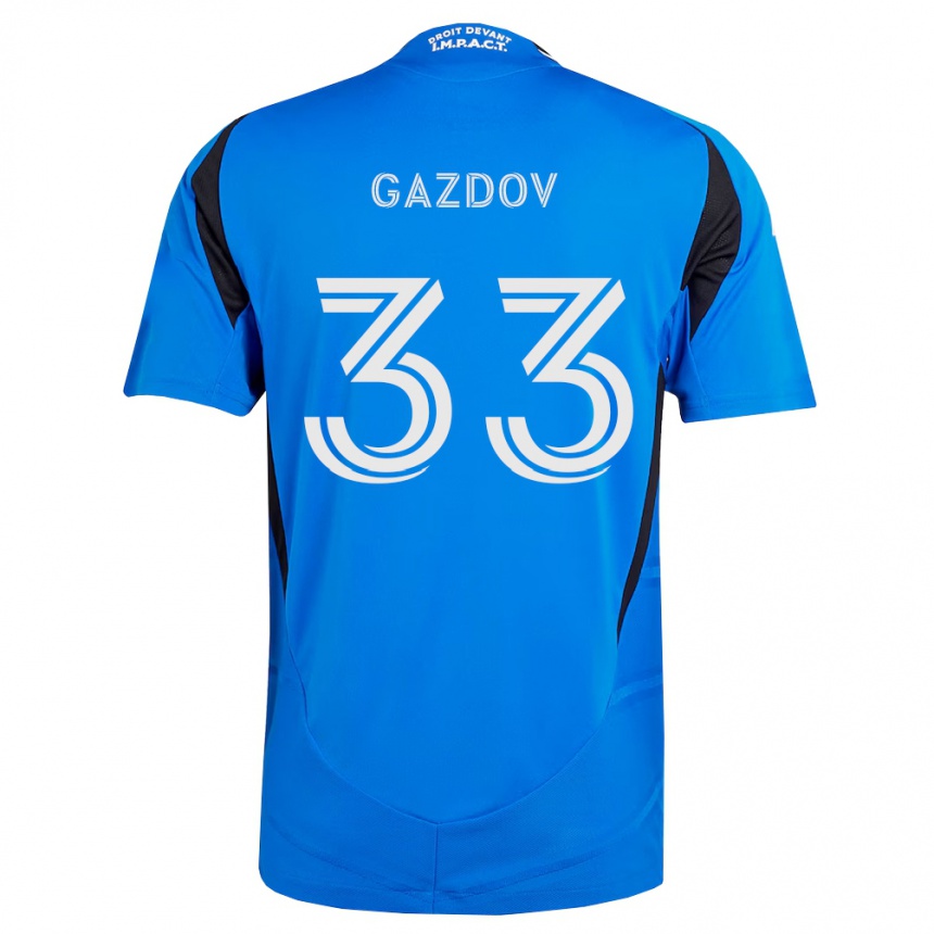 ילדים כדורגל Emil Gazdov #33 כחול לבן שחור ג'רזי ביתית 2026/27