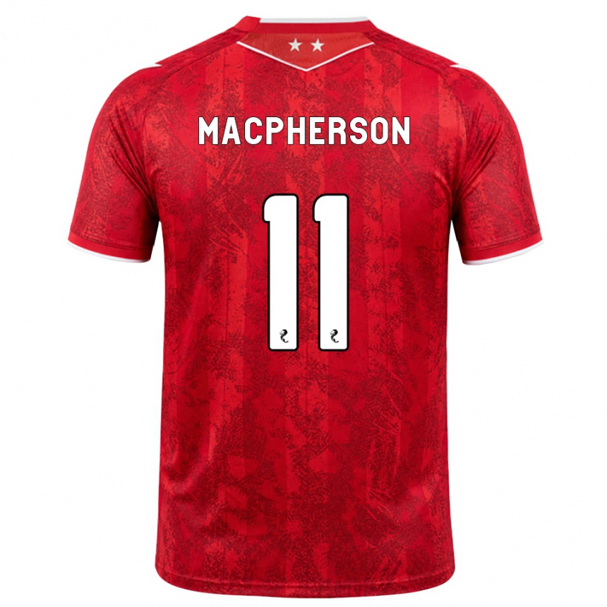 ילדים כדורגל Keira Macpherson #11 אדום לבן ג'רזי ביתית 2026/27