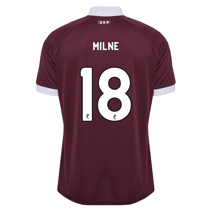 ילדים כדורגל Harry Milne #18 בורגונדי לבן ג'רזי ביתית 2026/27
