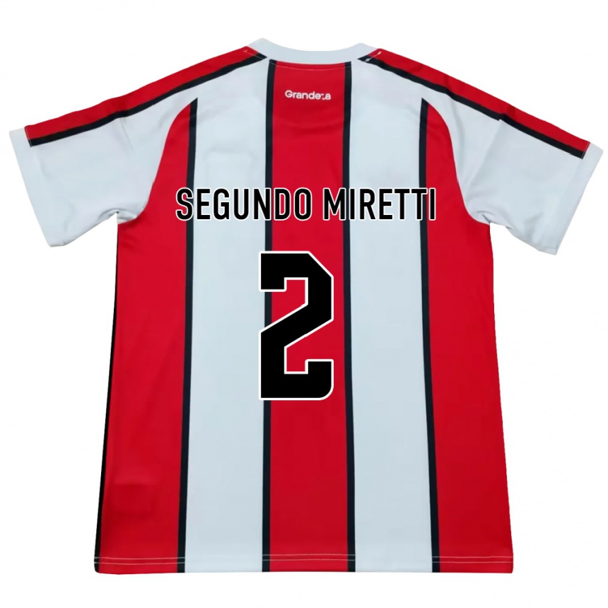 ילדים כדורגל Juan Segundo Miretti #2 לבן אדום שחור הרחק ג'רזי 2026/27