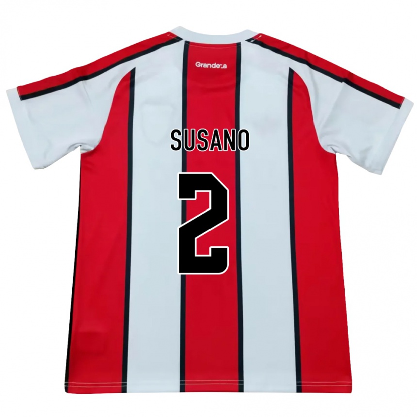 ילדים כדורגל Ángel Susano #2 לבן אדום שחור הרחק ג'רזי 2026/27