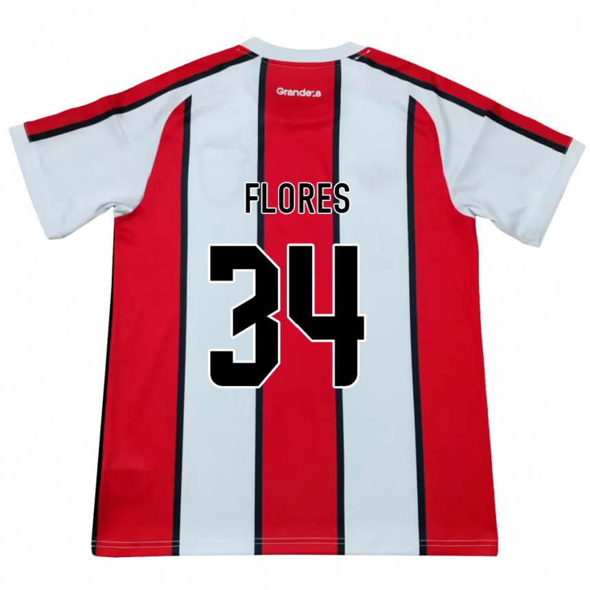 ילדים כדורגל Brenda Flores #34 לבן אדום שחור הרחק ג'רזי 2026/27