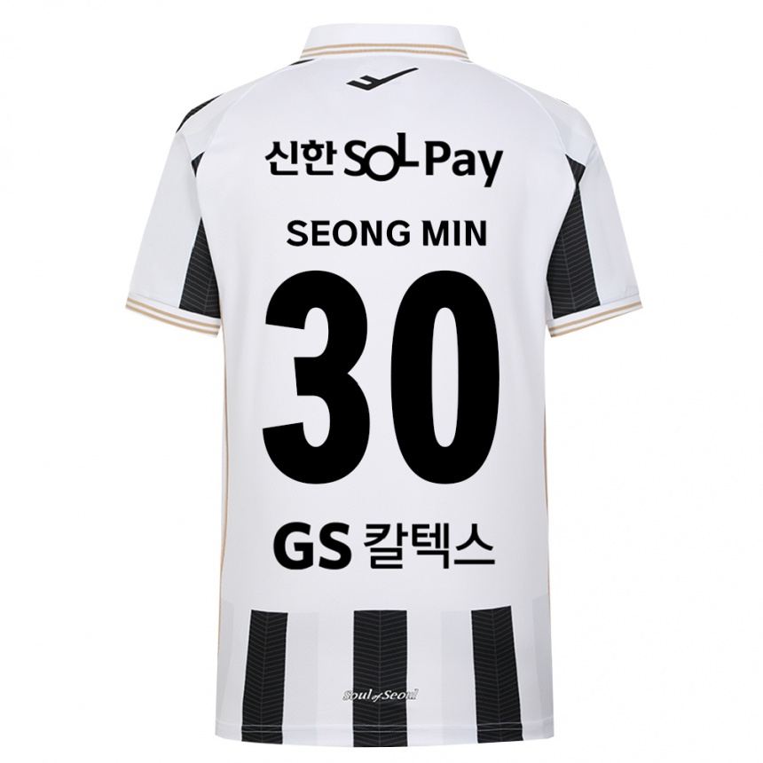 ילדים כדורגל Seong-Min Mun #30 שחור לבן הרחק ג'רזי 2026/27