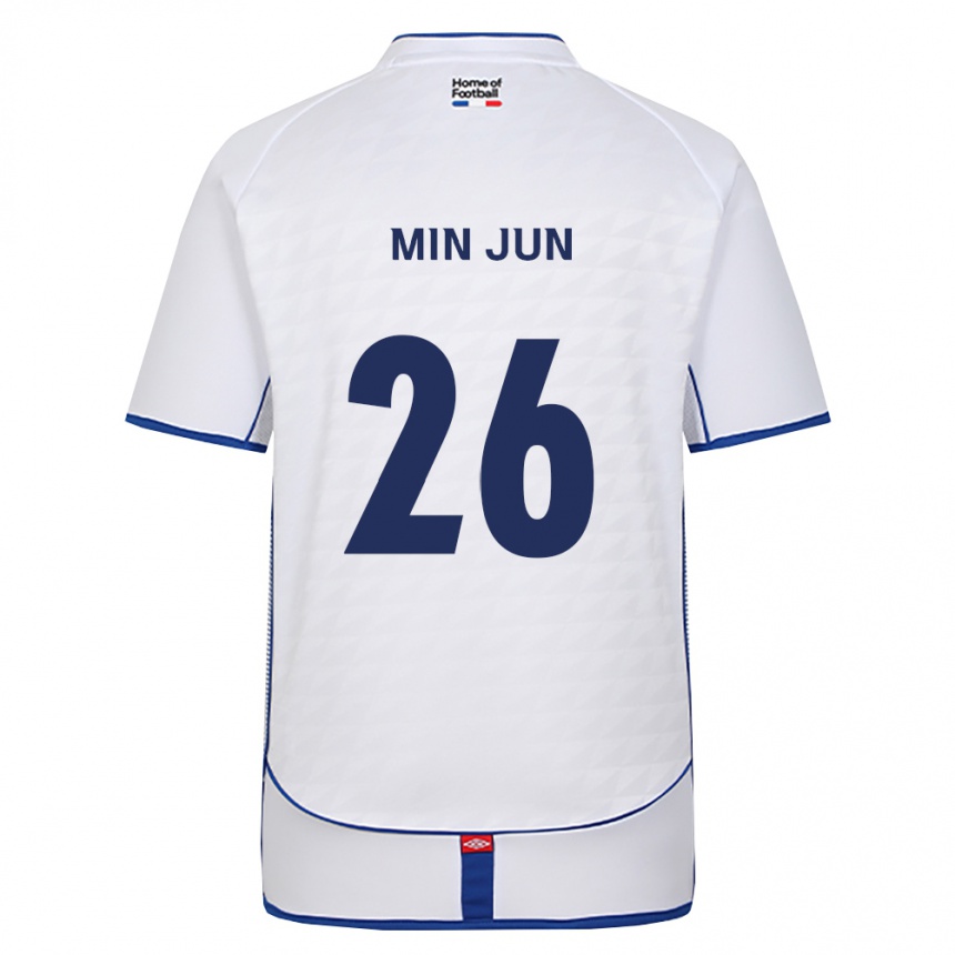 ילדים כדורגל Min-Jun Kim #26 שחור לבן אדום הרחק ג'רזי 2026/27
