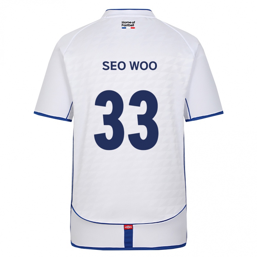 ילדים כדורגל Seo-Woo Jeong #33 שחור לבן אדום הרחק ג'רזי 2026/27