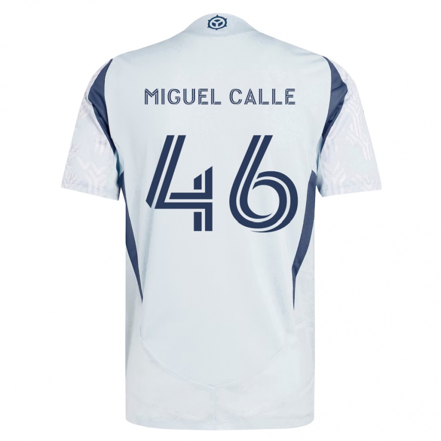 ילדים כדורגל Juan Miguel Calle #46 כחול אפור לבן הרחק ג'רזי 2026/27