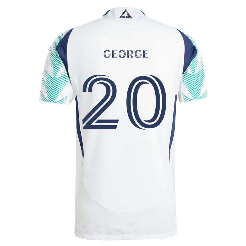 ילדים כדורגל Sharod George #20 לבן כחול צי ירוק בהיר הרחק ג'רזי 2026/27