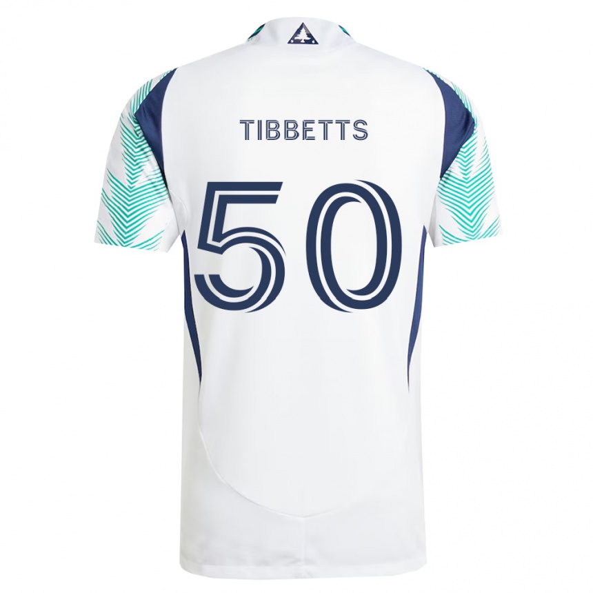 ילדים כדורגל Matthew Tibbetts #50 לבן כחול צי ירוק בהיר הרחק ג'רזי 2026/27