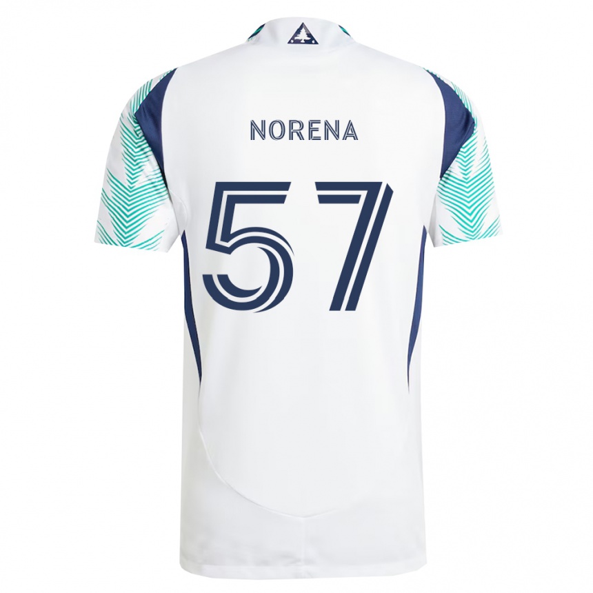ילדים כדורגל Bryan Norena #57 לבן כחול צי ירוק בהיר הרחק ג'רזי 2026/27