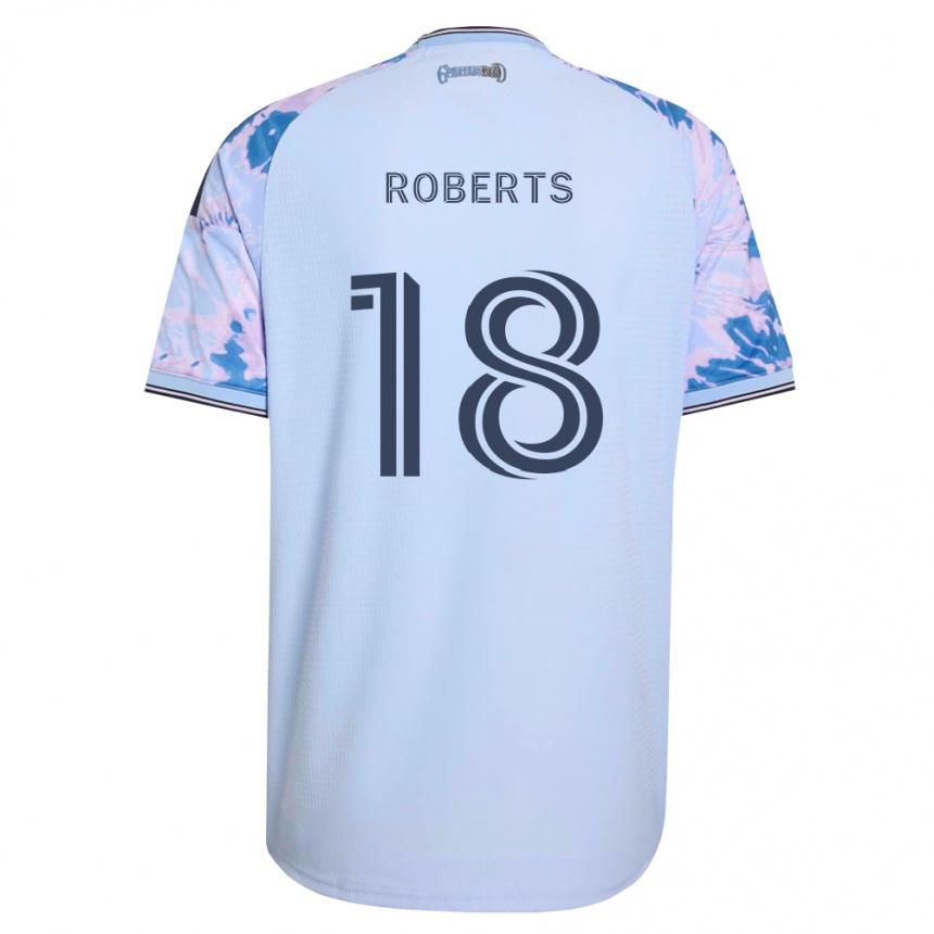 ילדים כדורגל Reid Roberts #18 כחול מלכותי לבן שחור הרחק ג'רזי 2026/27