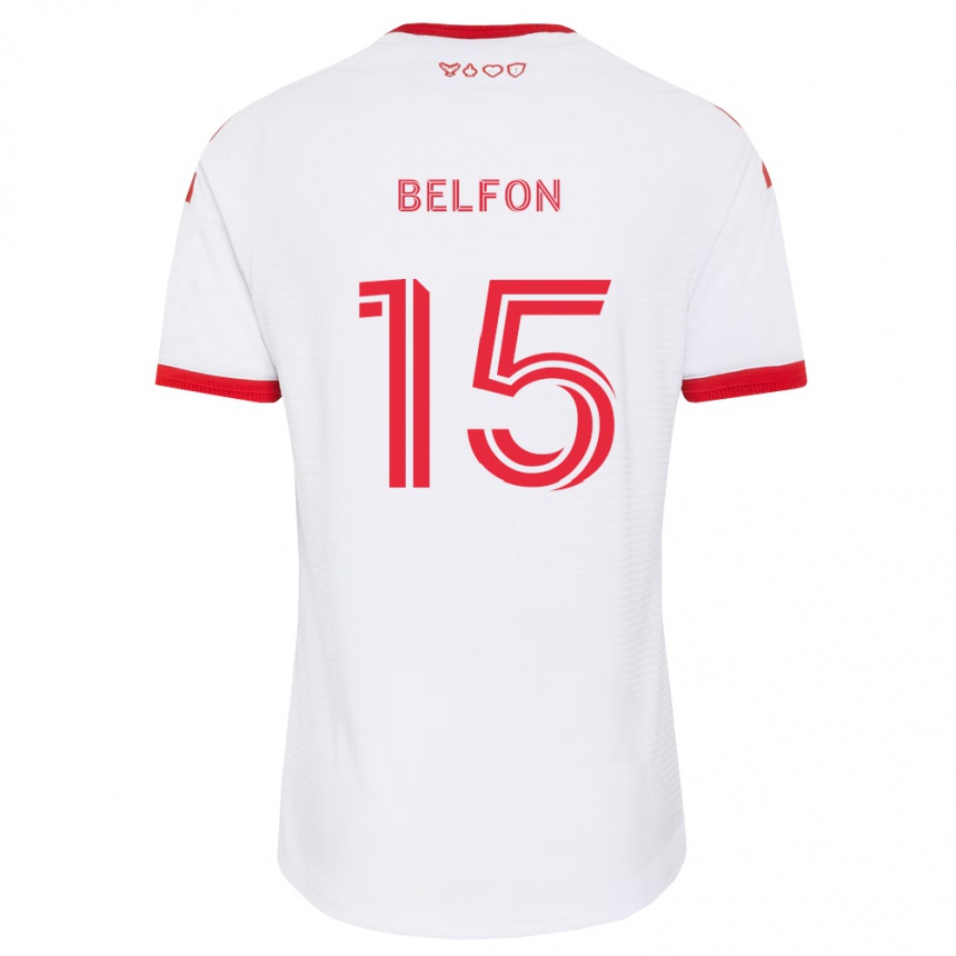 ילדים כדורגל Quinton Belfon #15 לבן אדום שחור הרחק ג'רזי 2026/27