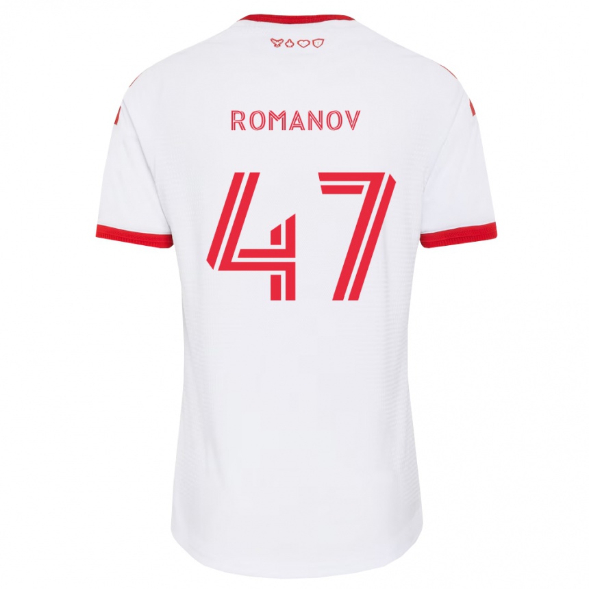 ילדים כדורגל Alexander Romanov #47 לבן אדום שחור הרחק ג'רזי 2026/27