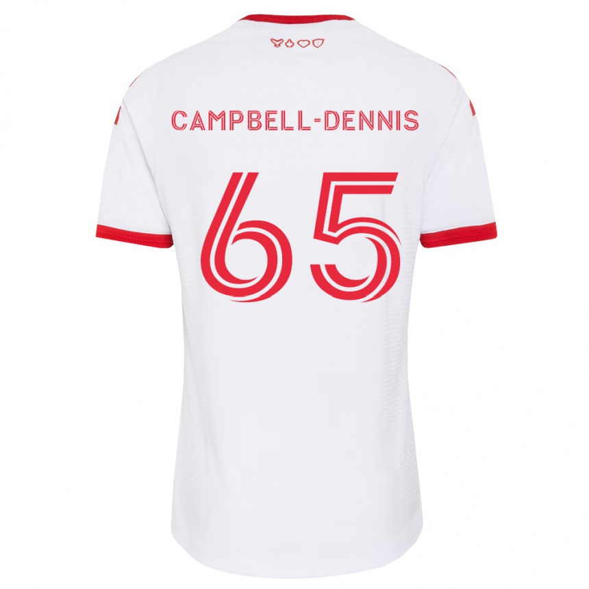 ילדים כדורגל Raequan Campbell-Dennis #65 לבן אדום שחור הרחק ג'רזי 2026/27