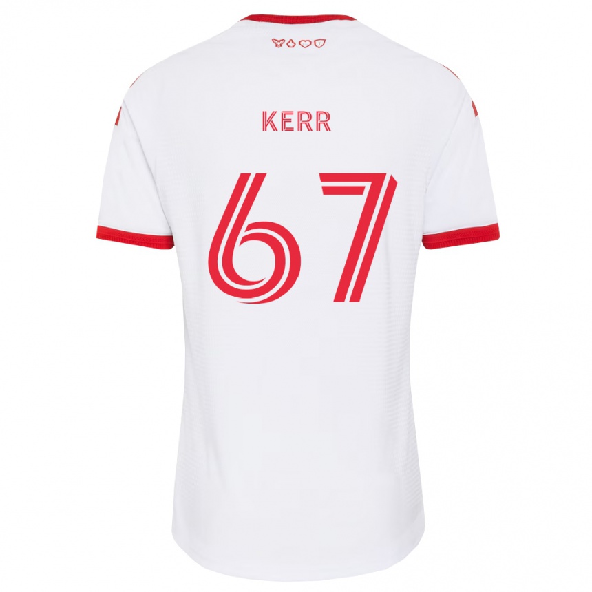 ילדים כדורגל Kervon Kerr #67 לבן אדום שחור הרחק ג'רזי 2026/27