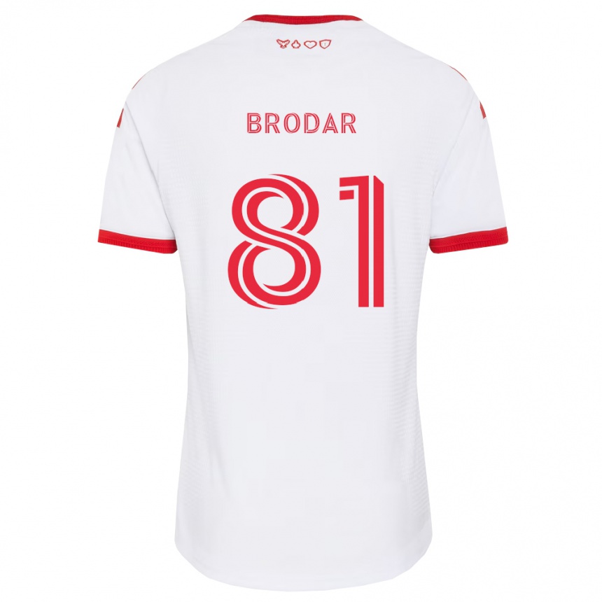 ילדים כדורגל Niko Brodar #81 לבן אדום שחור הרחק ג'רזי 2026/27