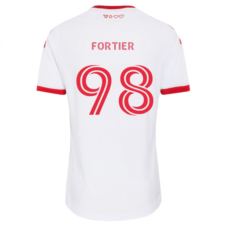 ילדים כדורגל Kristjan Fortier #98 לבן אדום שחור הרחק ג'רזי 2026/27