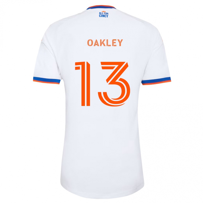 ילדים כדורגל Ethan Oakley #13 לבן כחול צי כתום הרחק ג'רזי 2026/27
