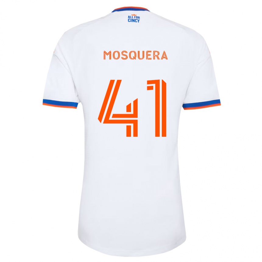 ילדים כדורגל Deiver Mosquera #41 לבן כחול צי כתום הרחק ג'רזי 2026/27