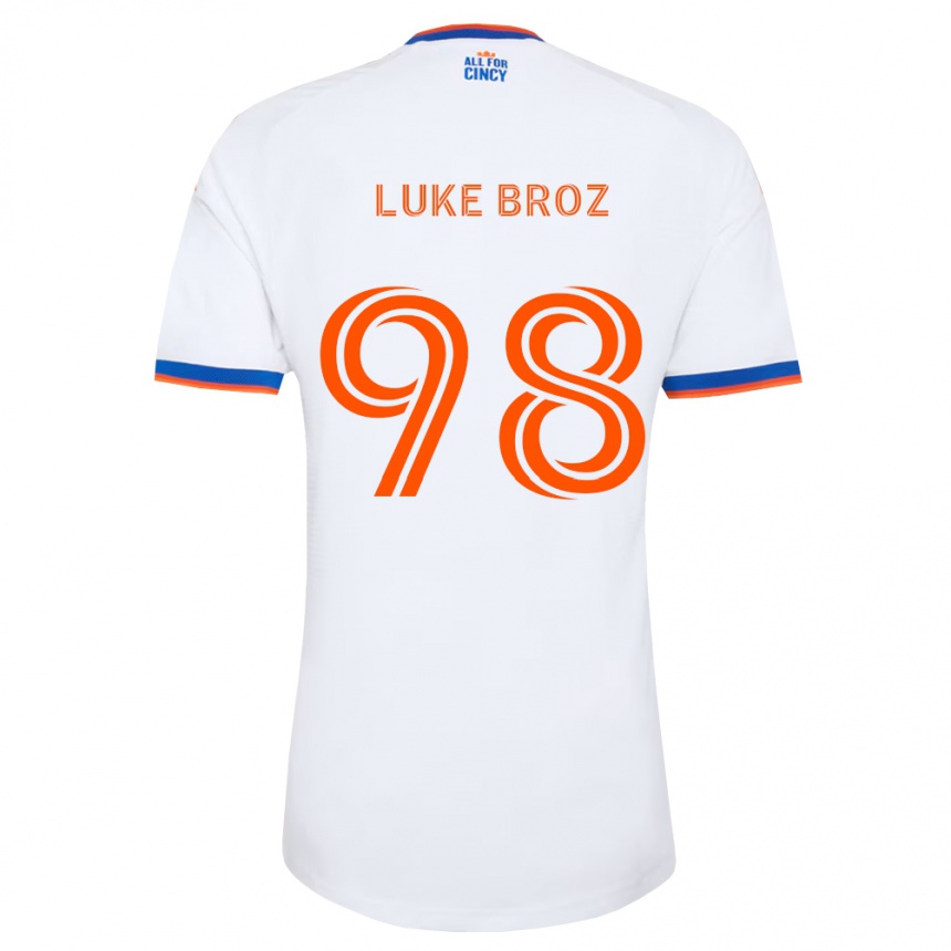 ילדים כדורגל Luke Broz #98 לבן כחול צי כתום הרחק ג'רזי 2026/27