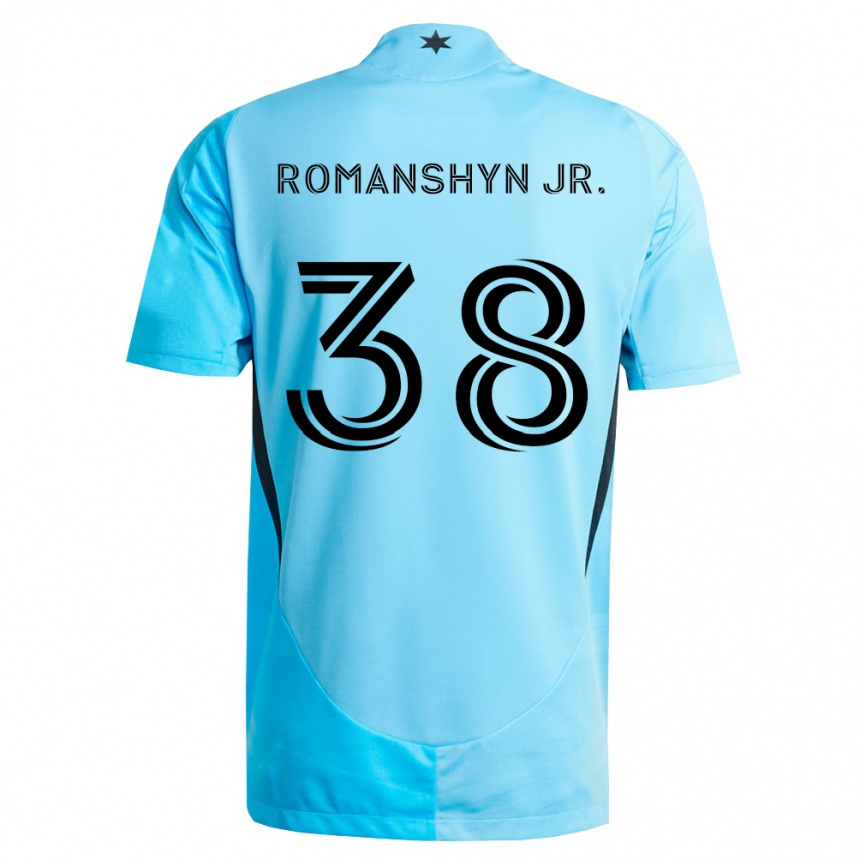 ילדים כדורגל Kage Romanshyn Jr. #38 כחול בהיר שחור הרחק ג'רזי 2026/27