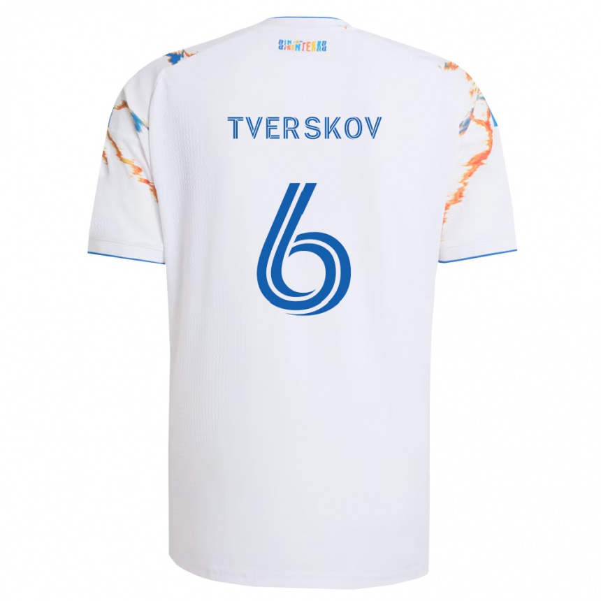 ילדים כדורגל Jeppe Tverskov #6 לבן כתום כחול הרחק ג'רזי 2026/27