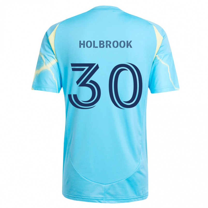 ילדים כדורגל Pierce Holbrook #30 כחול בהיר שחור צהוב בהיר הרחק ג'רזי 2026/27