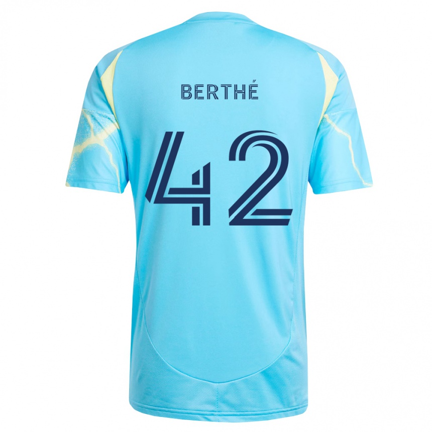 ילדים כדורגל Mamoutou Berthé #42 כחול בהיר שחור צהוב בהיר הרחק ג'רזי 2026/27
