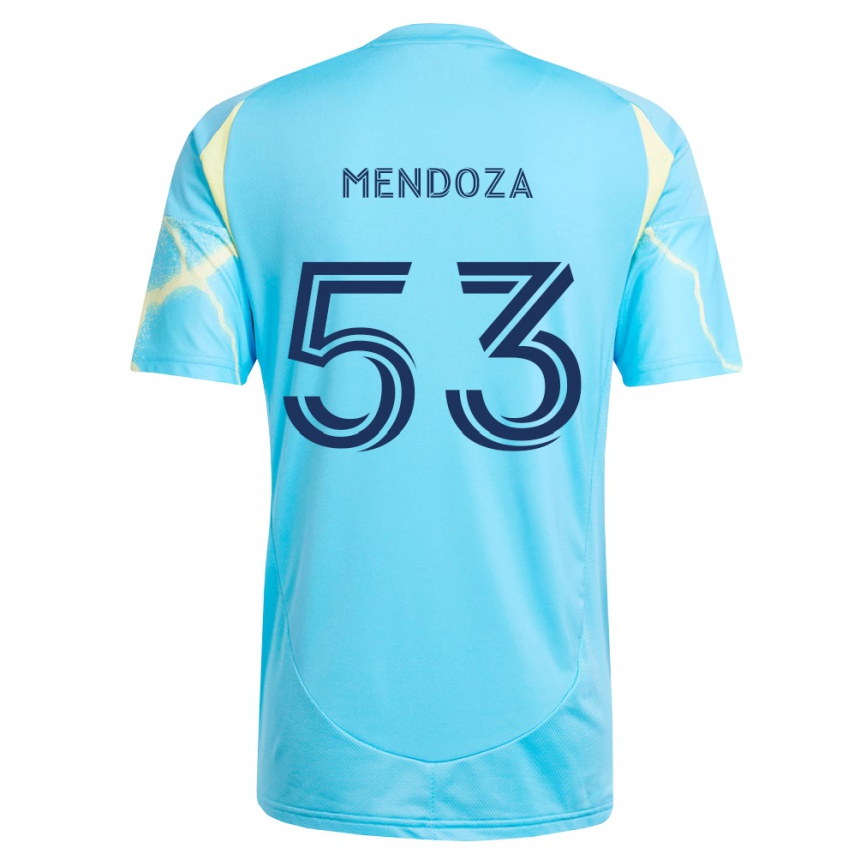 ילדים כדורגל Isaiah Mendoza #53 כחול בהיר שחור צהוב בהיר הרחק ג'רזי 2026/27
