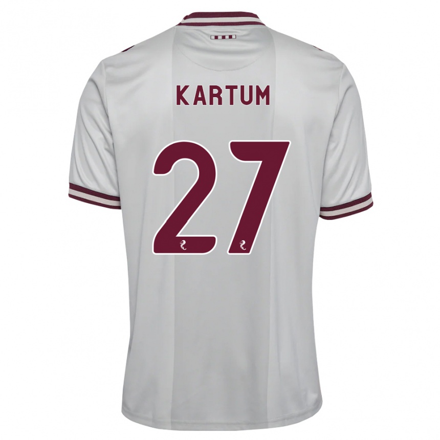 ילדים כדורגל Sander Kartum #27 לבן בורגונדי הרחק ג'רזי 2026/27