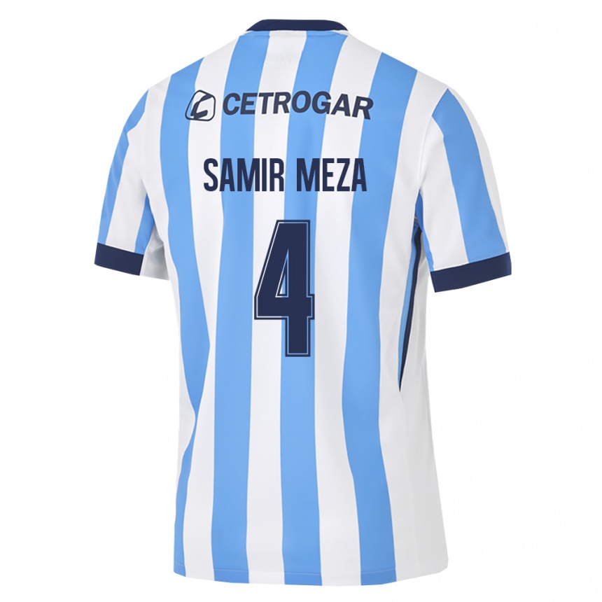 גברים כדורגל Samir Meza #4 כחול בהיר לבן שחור ג'רזי ביתית 2026/27