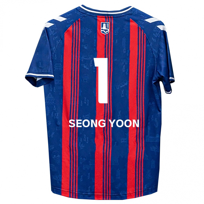 גברים כדורגל Seong-Yoon Kim #1 כחול אדום לבן ג'רזי ביתית 2026/27