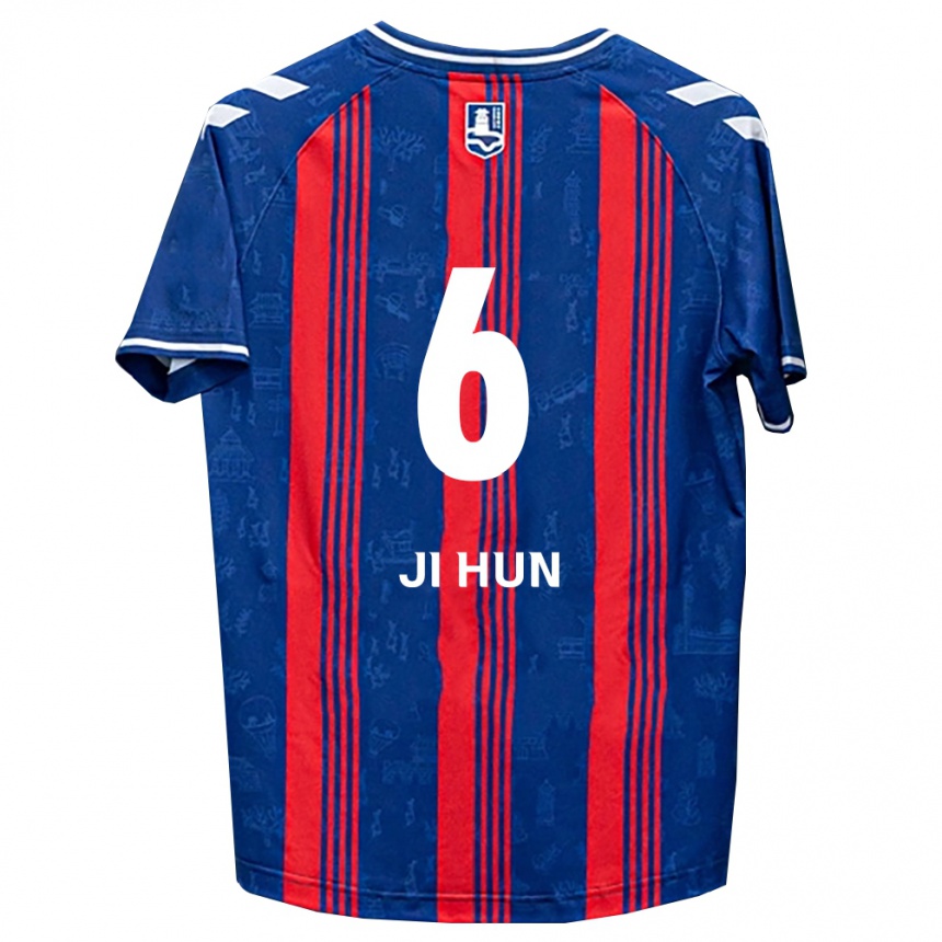 גברים כדורגל Ji-Hun Kim #6 כחול אדום לבן ג'רזי ביתית 2026/27