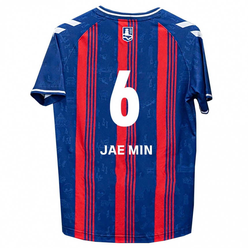 גברים כדורגל Jae-Min Chun #6 כחול אדום לבן ג'רזי ביתית 2026/27